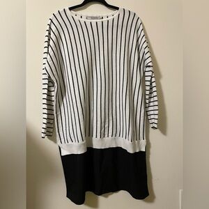 Asos‎ Striped Mixed Fabric Sweater Dress - 8
